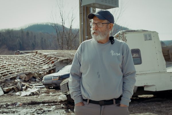 Looking out on the devastation